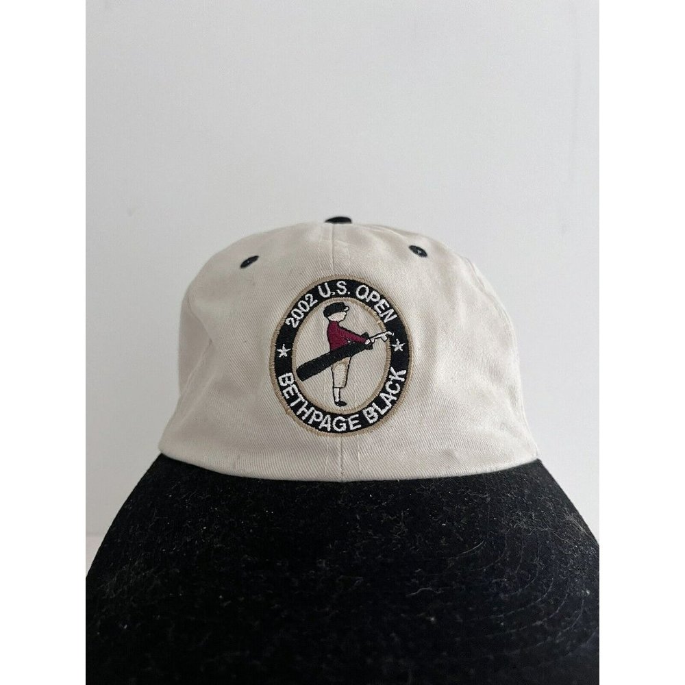 2002 US Open Golf Bethpage Black Adjustable Baseball Hat Cap USGA Tan/Blue